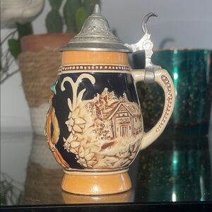 Vintage Mini Ceramic Beer Stein with Lid